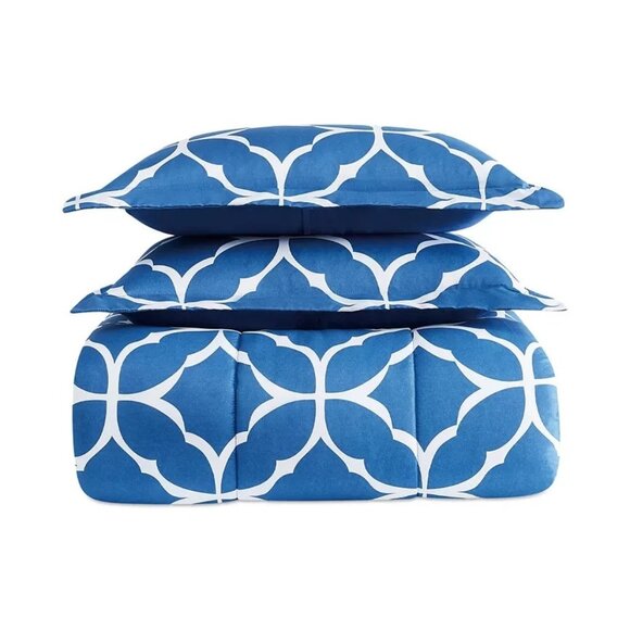 Pem America Harmony 8 Pc Comforter Set Blue and White Queen $100 - Picture 7 of 7